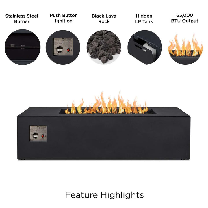 Real Flame 58" Low Profile Rectangular Aluminum Propane Fire Pit
