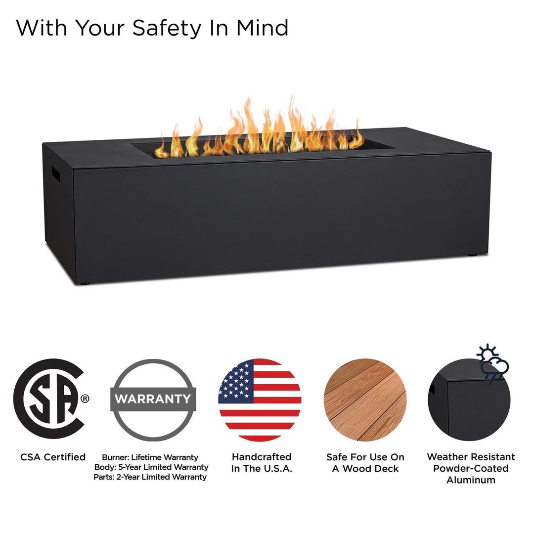 Real Flame 58" Low Profile Rectangular Aluminum Propane Fire Pit