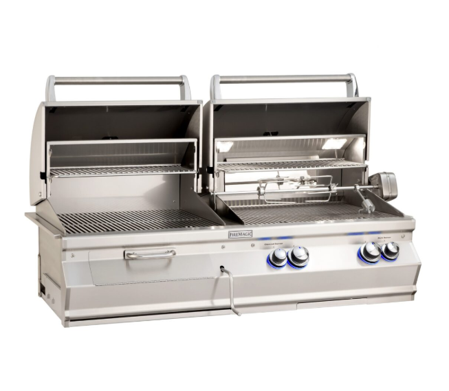46" Dual Fuel Outdoor Grill - Aurora A830 Built-In Gas & Charcoal Combo Grill