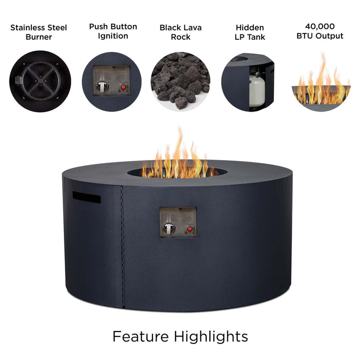 Real Flame 41" Round Aluminum Propane Fire Pit Table