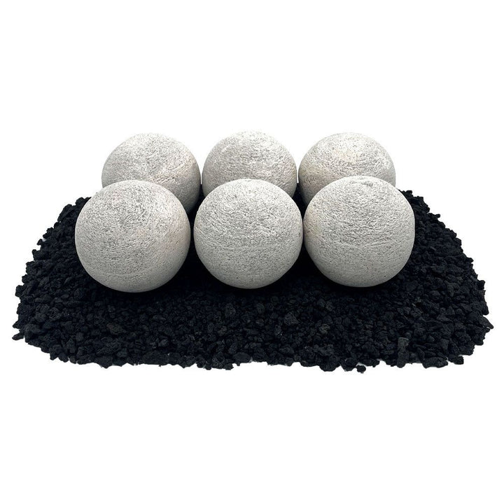 American Fire Glass AFG-FBL-CW Ceramic Lite Stone Balls, Uniform 4" Set of 6, Cottage White