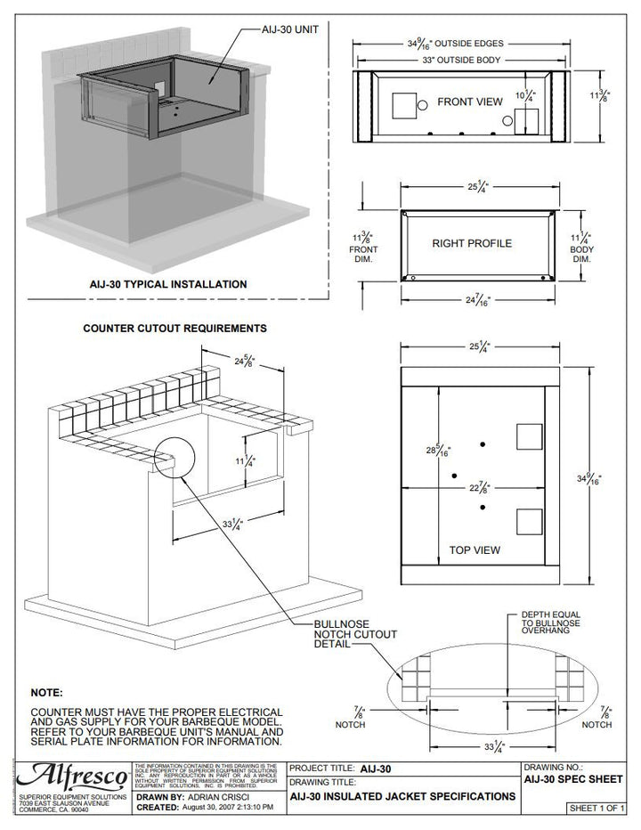 Alfresco - Insulating Jackets for ALXE Grill