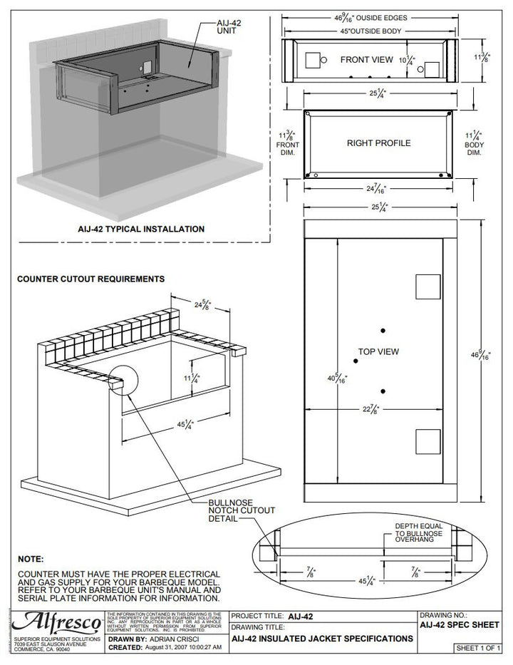 Alfresco - Insulating Jackets for ALXE Grill