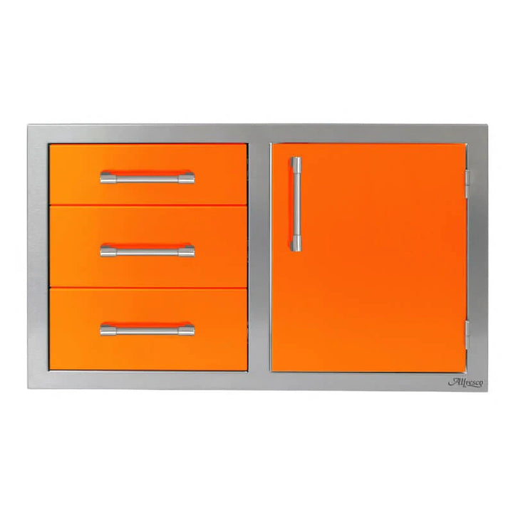 Alfresco 32-Inch Stainless Steel Right-Hinged Soft-Close Door & Triple Drawer Combo