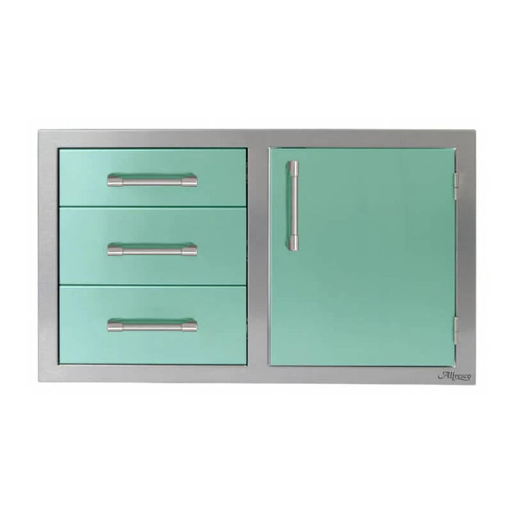 Alfresco 32-Inch Stainless Steel Right-Hinged Soft-Close Door & Triple Drawer Combo