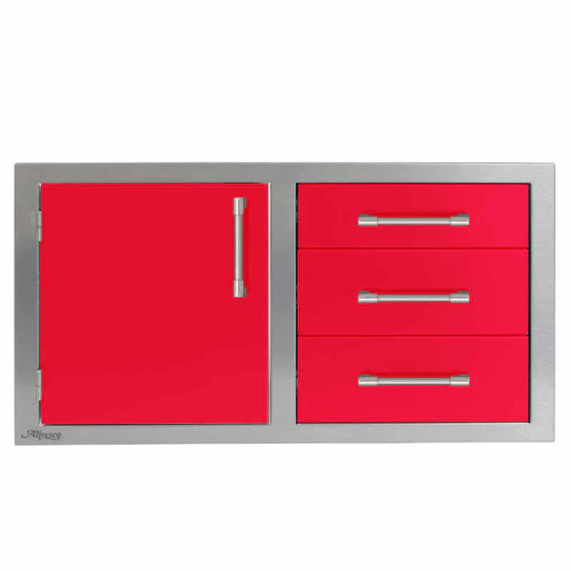 Alfresco 42-Inch Combo Door & Drawers - Raspberry Red-Gloss - AXE-DDC-L-42SC-S3027
