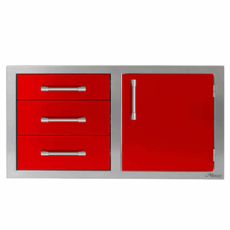 Alfresco 42-Inch Combo Door & Drawers - Carmine Red-Gloss - AXE-DDC-R-42SC-S3002