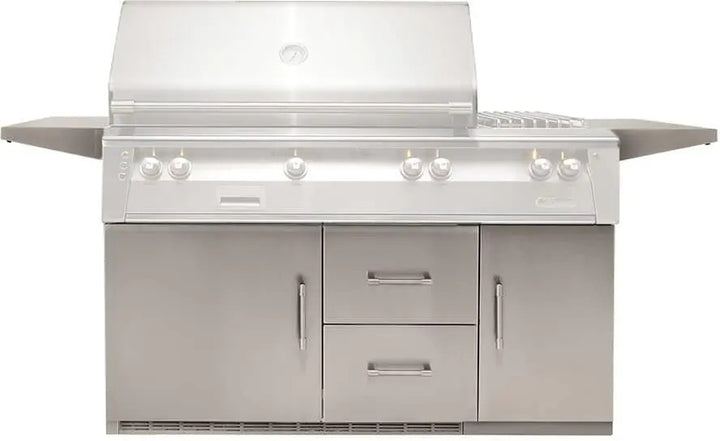 Alfresco Built-In Double Doors With Drawers 56'' Cart Grill - Jet Black-Gloss