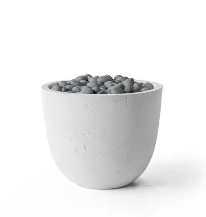 ELEMENT Compact Round Outdoor Fire Feature, 20.5" Concrete Fire Pit, 65K–90K BTU, Modern Patio Accent