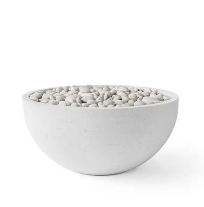SERENADE 32 Round Bowl Outdoor Fire Pit, 32in Concrete Gas Fire Feature