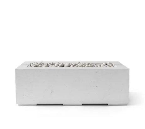 AVERA 48 Rectangular Outdoor Fire Feature, 48" Concrete Gas Fire Pit, Modern Patio Fire Pit