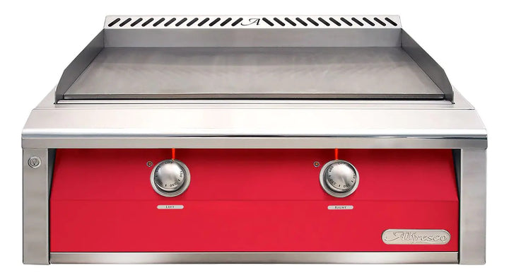 Alfresco 30-Inch Stainless Steel Built-In Gas Griddle.
