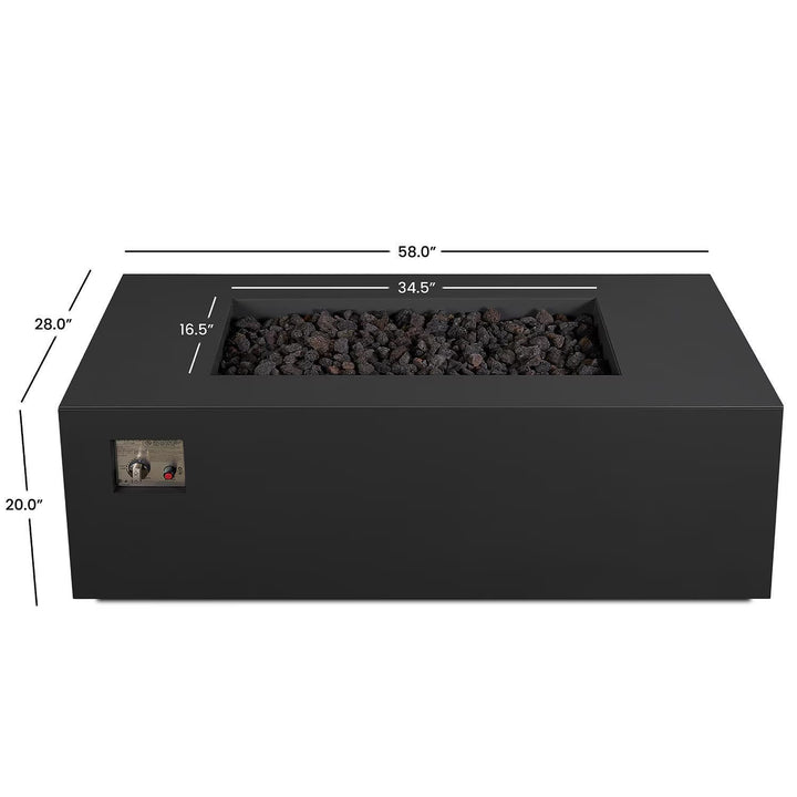 Real Flame 58-Inch Rectangular Aluminum Natural Gas Fire Pit Table – Charcoal