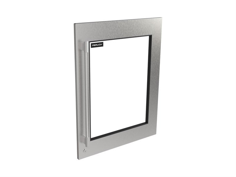 Perlick Luxe Stainless Steel Glass Door Panel with Knurled Handle – Right Hinge, Locking