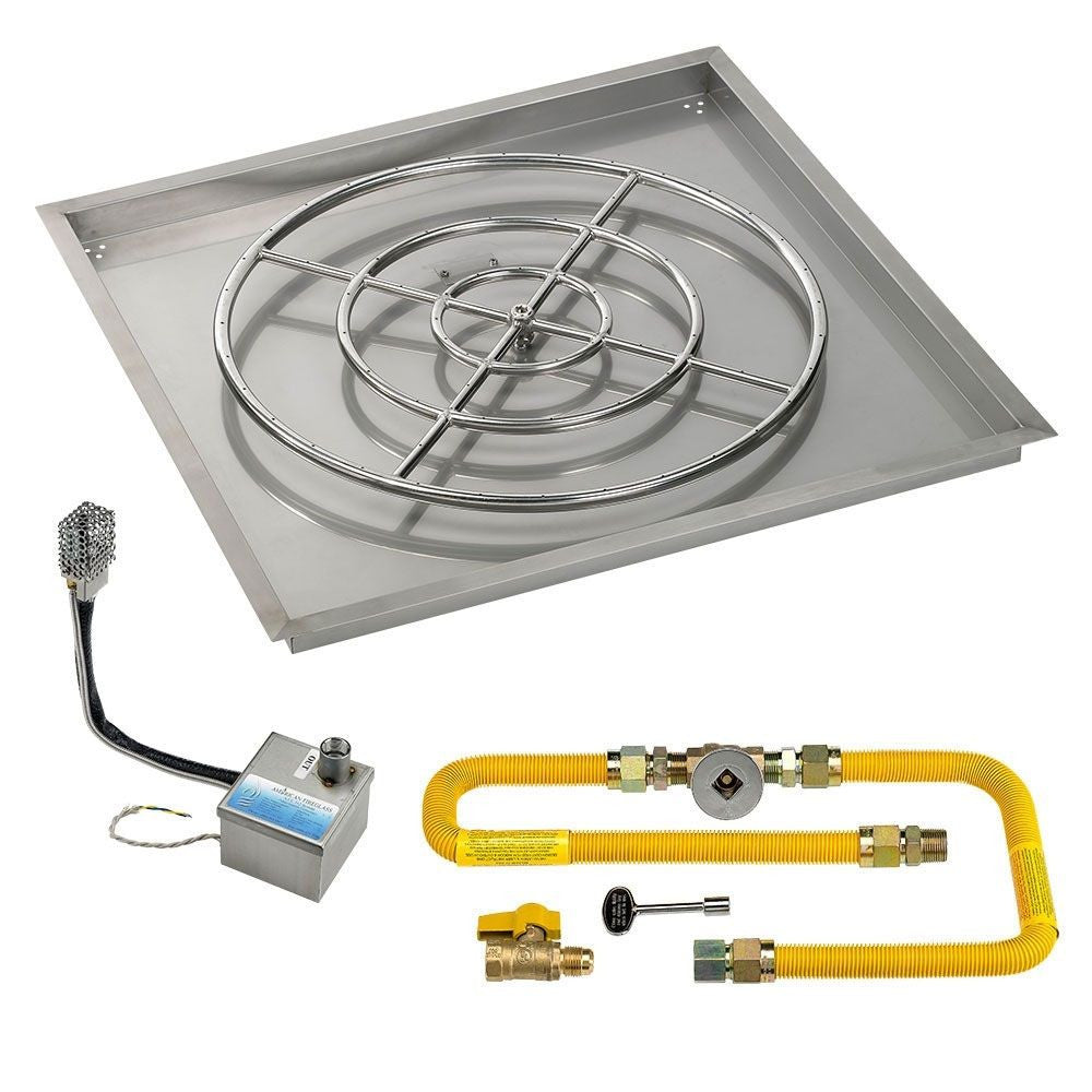 American Fire Glass 36" Square Drop-In Pan with High-Capacity AWEIS System (30" Ring)