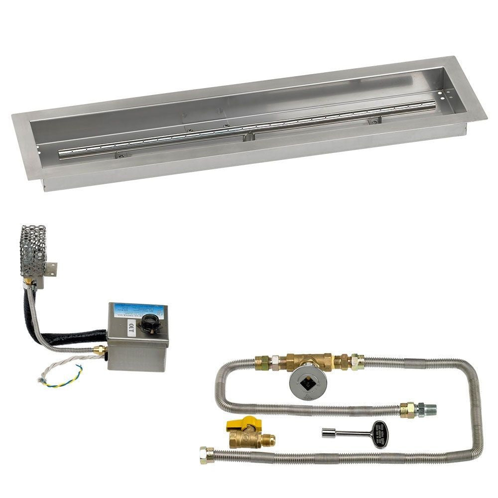 American Fire Glass 30" x 6" Stainless Steel Linear Channel Drop-In Pan with AWEIS System
