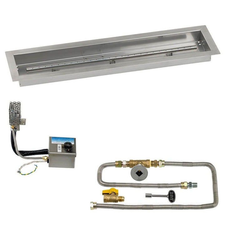 American Fire Glass 30" x 6" Stainless Steel Linear Channel Drop-In Pan with AWEIS System