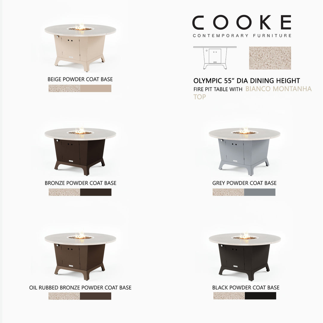 COOKE Olympic Fire Pit Table 55'' Diameter x 30" - Stone Top