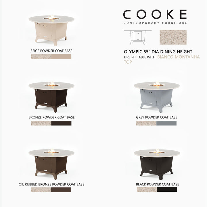 COOKE Olympic Fire Pit Table 55'' Diameter x 30" - Stone Top