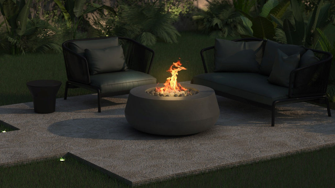 Oasis Fire Bowl – 42" Round Concrete Gas Fire Pit with Sloped Straight Edge (65,000 BTUs, Propane/Natural Gas)