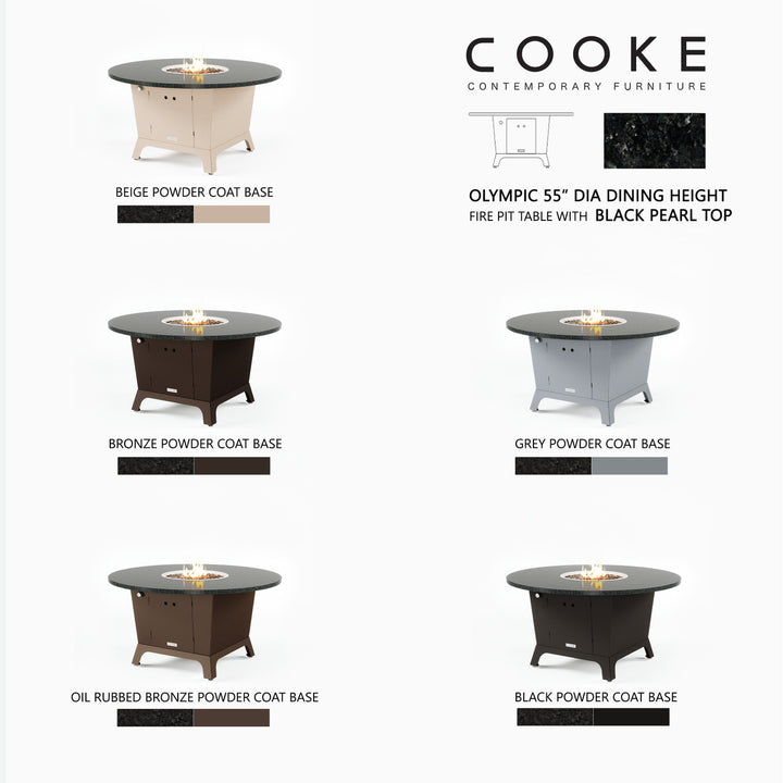 COOKE Olympic Fire Pit Table 55'' Diameter x 30" - Stone Top