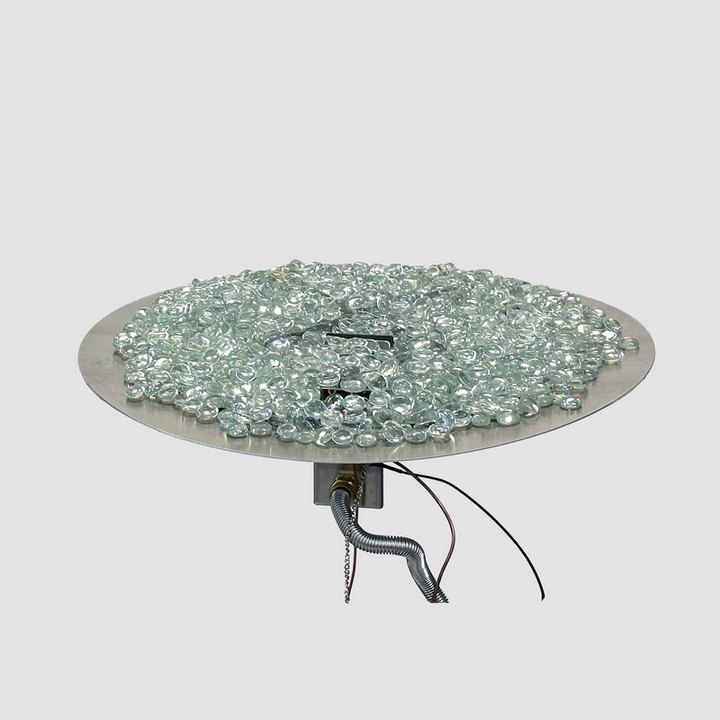 Outdoor Greatroom - 30" Round Crystal Fire Plus Gas Burner Insert and Plate Kit