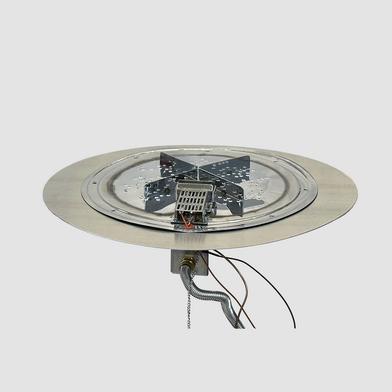 Outdoor Greatroom - 30" Round Crystal Fire Plus Gas Burner Insert and Plate Kit