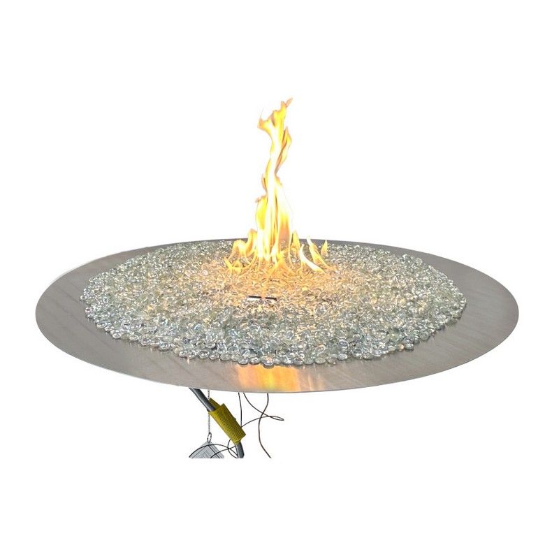 Outdoor Greatroom - 30" Round Crystal Fire Plus Gas Burner Insert and Plate Kit