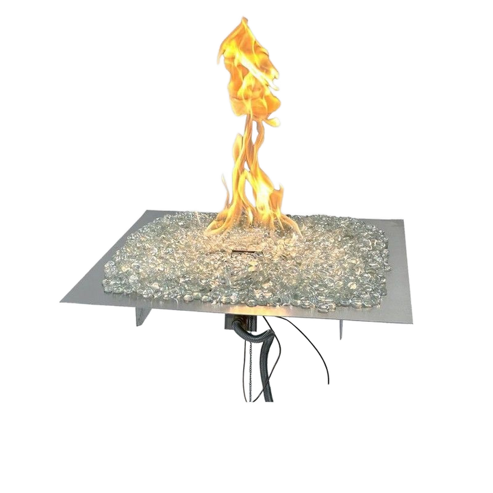 Outdoor Greatroom - 30" x 30" Square Crystal Fire Plus Gas Burner Insert and Plate Kit