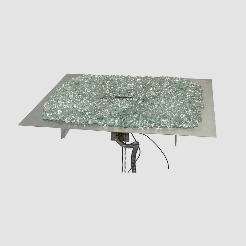 Outdoor Greatroom - 30" x 30" Square Crystal Fire Plus Gas Burner Insert and Plate Kit