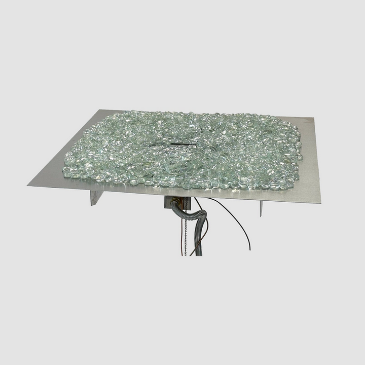 Outdoor Greatroom - 30" x 30" Square Crystal Fire Plus Gas Burner Insert and Plate Kit