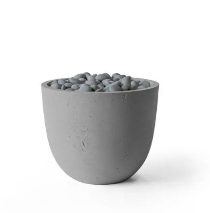 ELEMENT Compact Round Outdoor Fire Feature, 20.5" Concrete Fire Pit, 65K–90K BTU, Modern Patio Accent