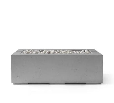 AVERA 48 Rectangular Outdoor Fire Feature, 48" Concrete Gas Fire Pit, Modern Patio Fire Pit