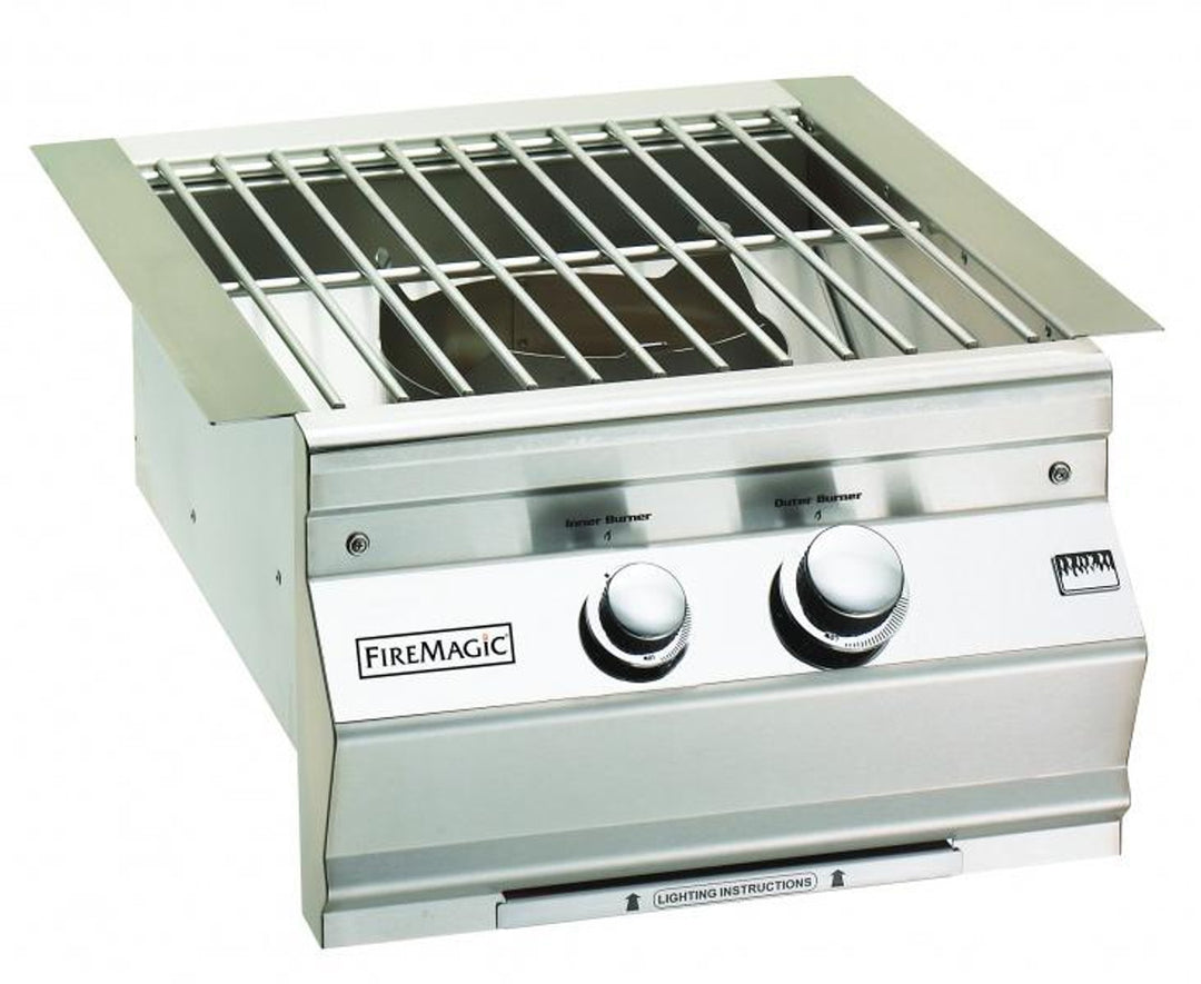 Fire Magic - 35” x 115” Contemporary Pre-Fab Grill Island Bundle with Refrigerator Cut-out - Custom BBQ Island