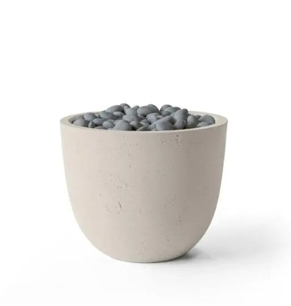 ELEMENT Compact Round Outdoor Fire Feature, 20.5" Concrete Fire Pit, 65K–90K BTU, Modern Patio Accent