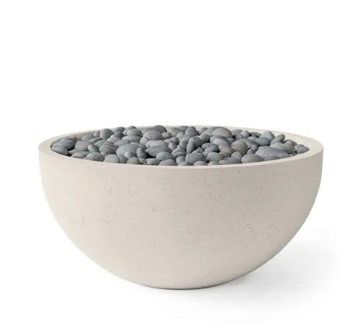 SERENADE 40 Round Bowl Outdoor Fire Pit, 40in Concrete Gas Fire Feature