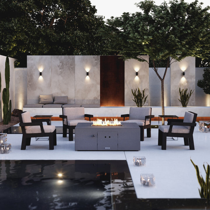 COOKE Costa Mesa Fire Pit Table  47" x 33" x 17" - Aluminum Top