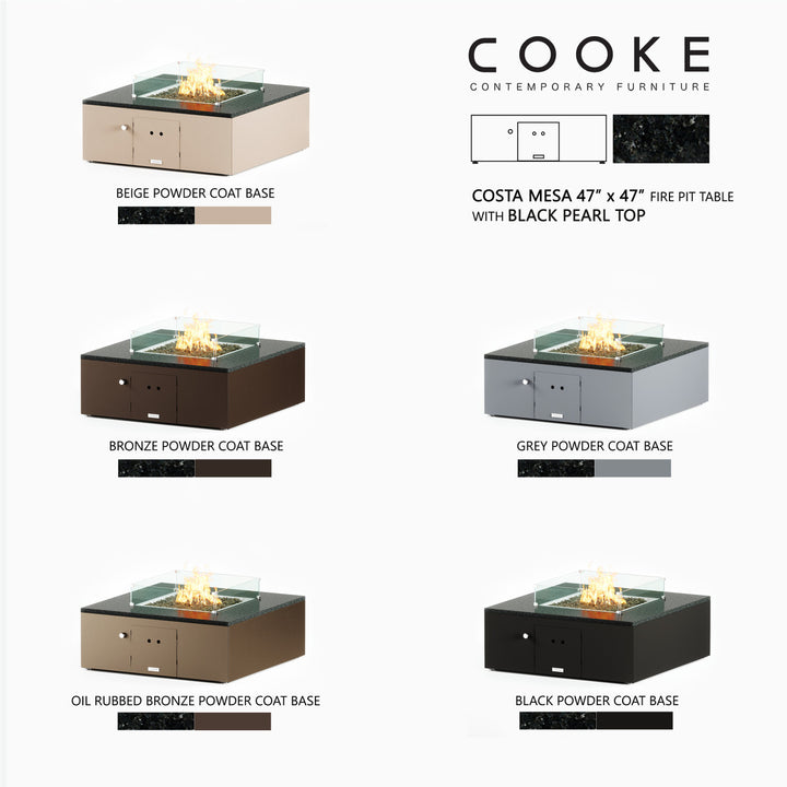 COOKE Costa Mesa Fire Pit Table  47" x 47" x 17" - Stone Top