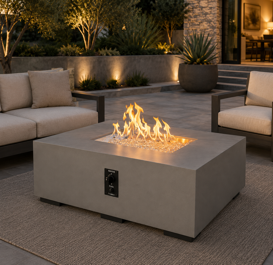 Outdoor GreatRoom Cove 48" Linear Concrete Gas Fire Pit