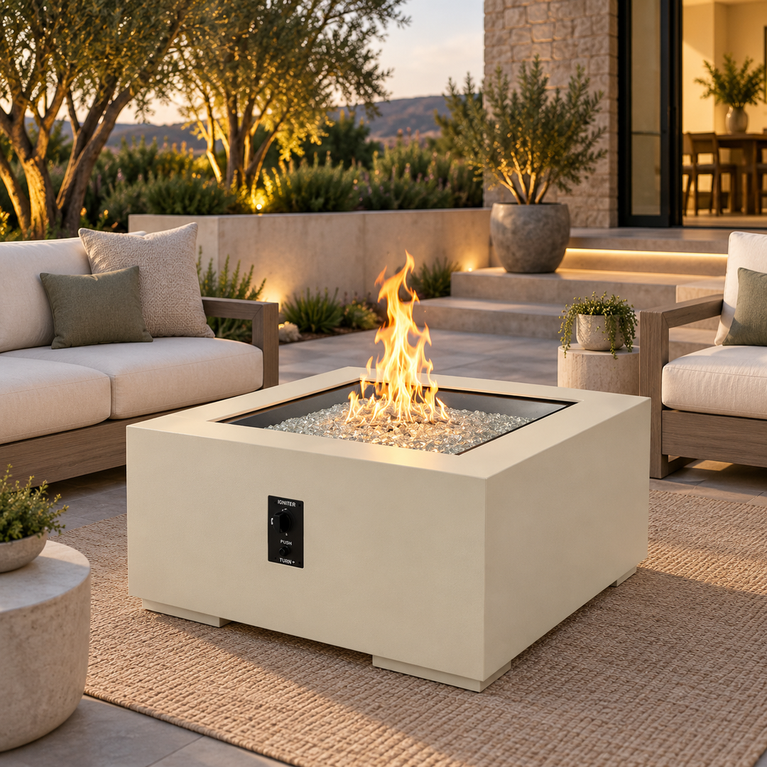 Outdoor GreatRoom Cove 48" Square Concrete Gas Fire Pit Table