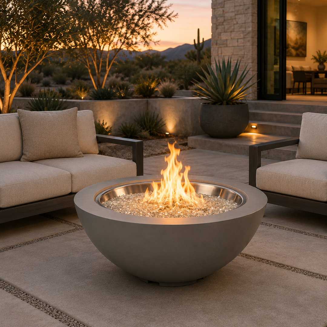 Outdoor GreatRoom Cove Round Concrete Gas Fire Pit Bowl – 29" to 60"