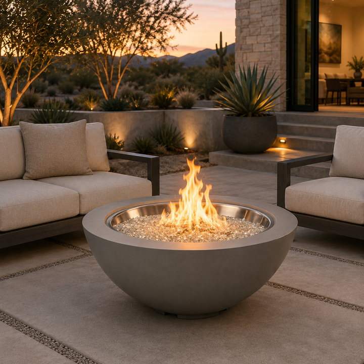 Outdoor GreatRoom Cove Round Concrete Gas Fire Pit Bowl – 29" to 60"
