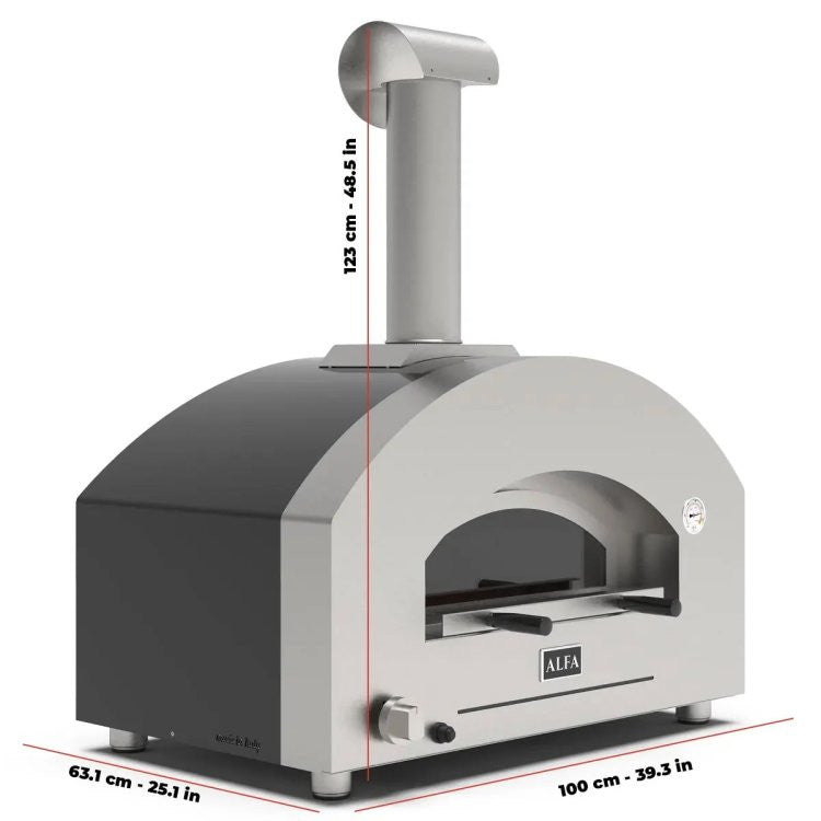 Alfa Pizza Oven - Futuro 2 Pizze Hybrid Gas-Fired In Silver Black - FXFT-2P-MSB-U