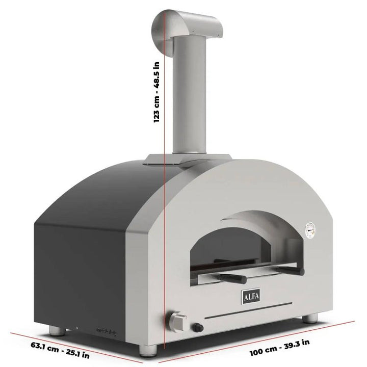Alfa Pizza Oven - Futuro 2 Pizze Hybrid Gas-Fired In Silver Black - FXFT-2P-MSB-U