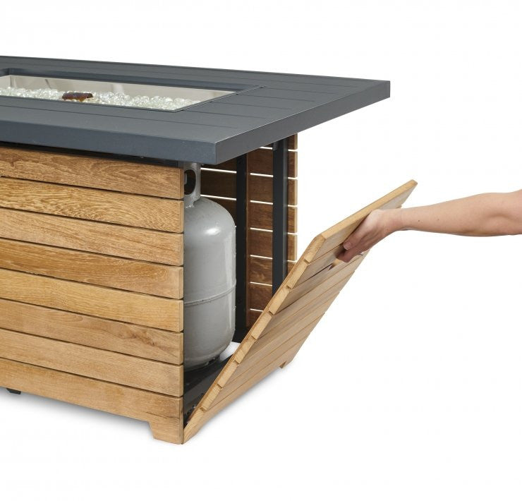 Regular 5 Gallon / 20lb vertical propane cylinder concealed in table base