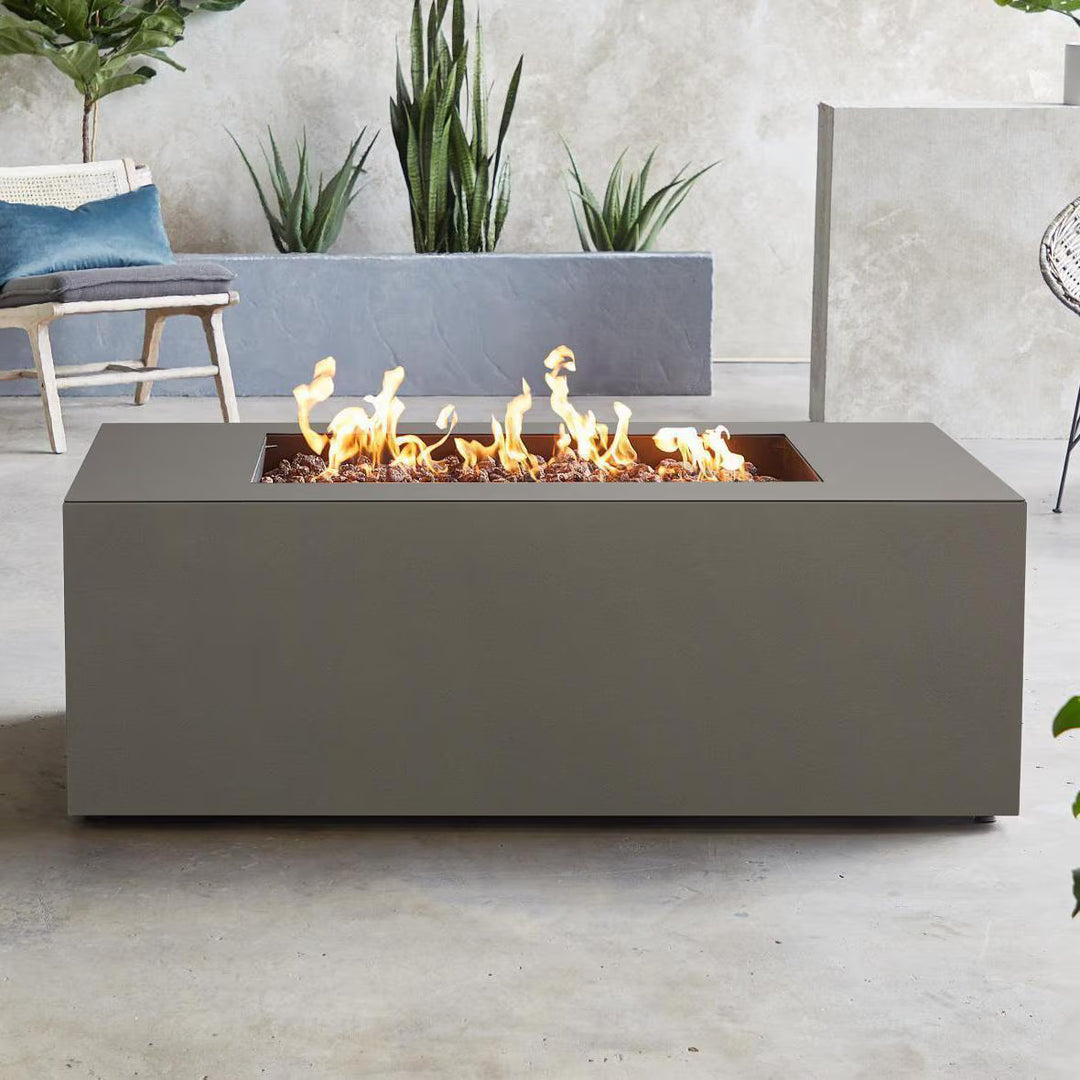 Covewood 58-Inch Rectangular Aluminum Natural Gas Fire Pit in Cloud Gray – Ships Propane with Conversion Kit