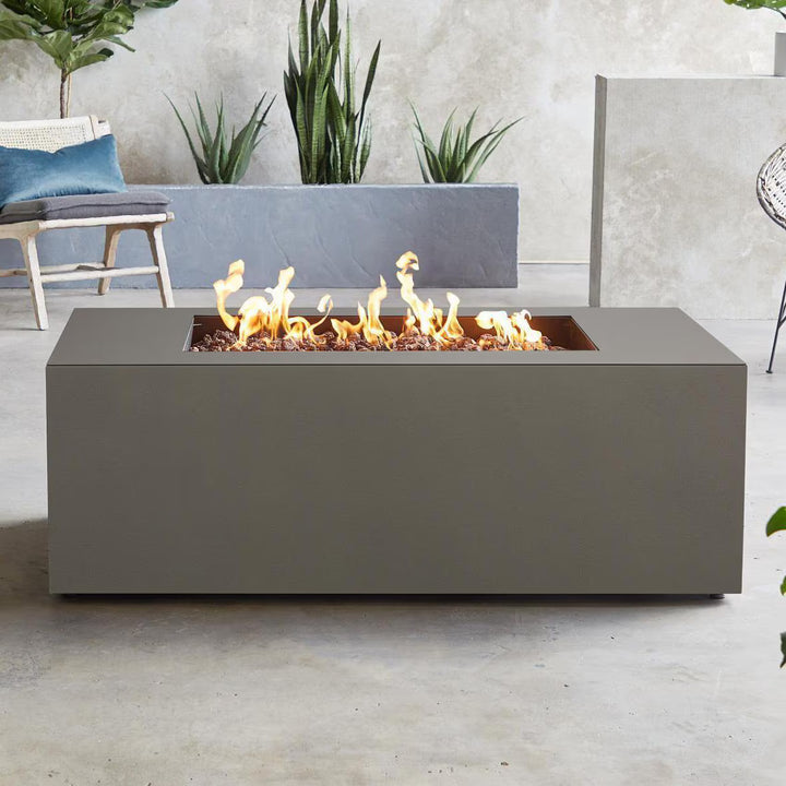 Covewood 58-Inch Rectangular Aluminum Natural Gas Fire Pit in Cloud Gray – Ships Propane with Conversion Kit