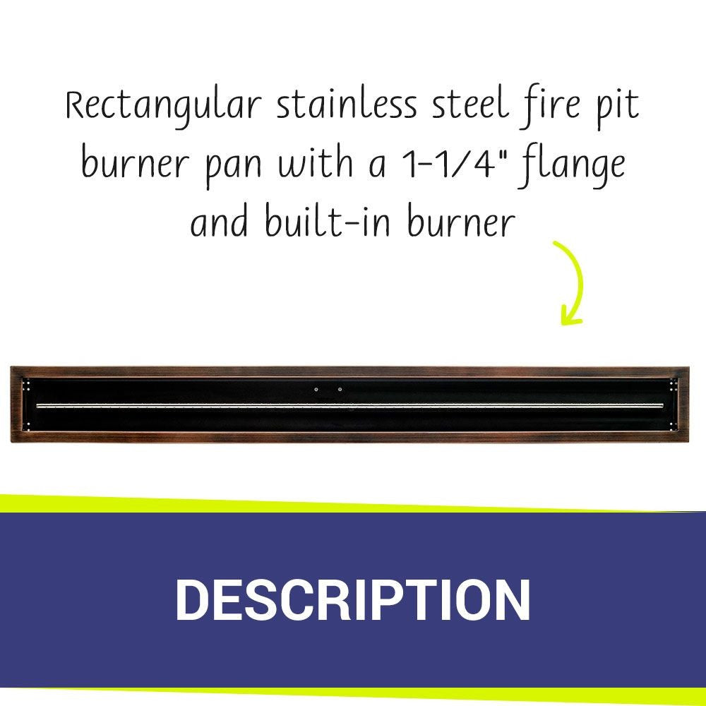American Fire Glass Linear Oil Rubbed Bronze Drop-in Pan with Burner - OB-LCB-72