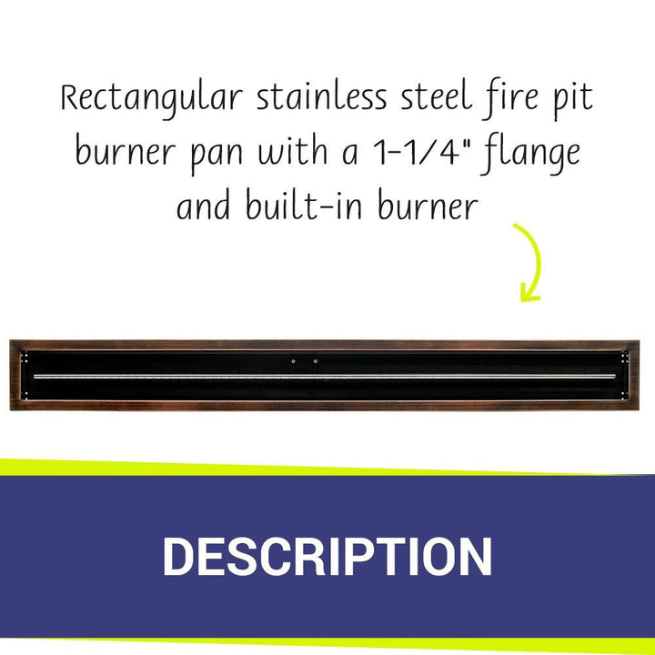 American Fire Glass Linear Oil Rubbed Bronze Drop-in Pan with Burner - OB-LCB-72
