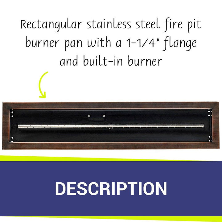 American Fire Glass Linear Oil Rubbed Bronze Drop-in Pan with Burner - OB-LCB-36